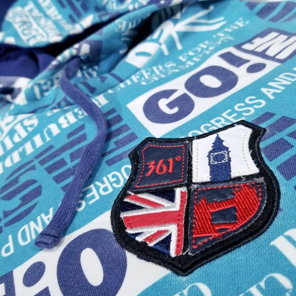 361˚ USA Blue Turquoise All-over Print Hoodie - Picture 4 of 12